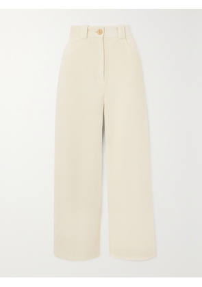 KHAITE - Rapton Cotton-corduroy Wide-leg Pants - Off-white - US0,US2,US4,US6,US8,US10,US12
