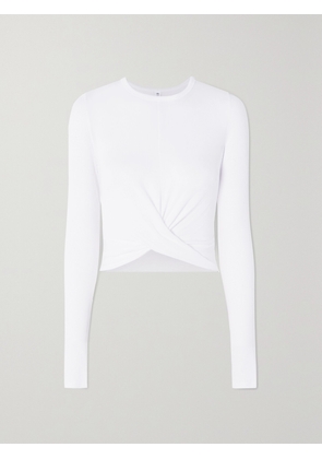 Alo Yoga - Cover Cropped Twisted Stretch-modal Top - White - x small,small,medium,large