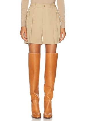 Ralph Lauren Collection Sherri Wool Gabardine Short in Tan - Brown. Size 4 (also in 0, 6).