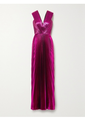 SEMSEM - + Net Sustain Pleated Metallic Lamé Gown - Pink - US2,US4,US6,US8,US10,US12