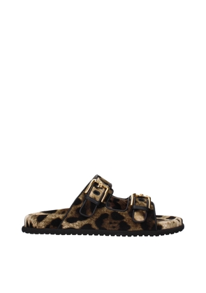 Dolce & Gabbana Beige Velvet Slippers - EU36.5/US6.5