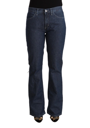 GF Ferre Blue Cotton Mid Waist Flared Denim Jeans - W30