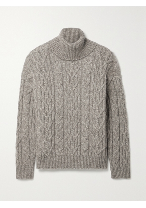 Nili Lotan - Annie Cable-knit Alpaca, Cotton And Wool-blend Turtleneck Sweater - Gray - x small,small,medium,large
