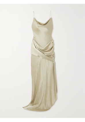 Christopher Esber - Verdant Falls Open-back Draped Silk-satin Maxi Dress - Off-white - UK 6,UK 8,UK 10,UK 12,UK 14