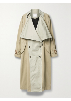 Isabel Marant - Ebani Two-tone Double-breasted Cotton-gabardine Trench Coat - Neutrals - FR 34,FR 36,FR 38,FR 40,FR 42