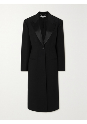 Stella McCartney - + Net Sustain Satin-trimmed Wool Coat - Black - IT34,IT36,IT38,IT40,IT42,IT44,IT46,IT48,IT50
