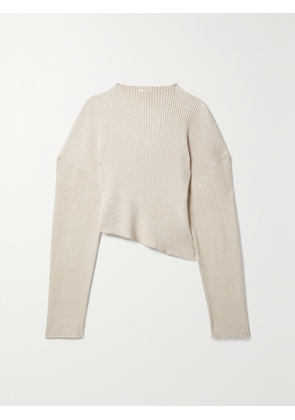 The Row - Danana Asymmetric Ribbed Cotton Sweater - White - x small,small,medium,large,x large