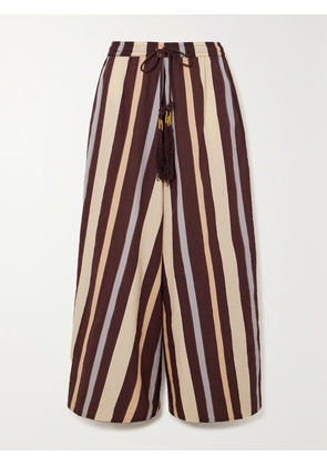YVONNE S - Striped Cotton-poplin Wide-leg Pants - Brown - x small,small,medium,large,x large