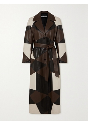 Nour Hammour - + Net Sustain Sonja Belted Patchwork Leather Coat - Brown - FR 34,FR 36,FR 38,FR 40,FR 42