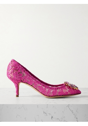 Dolce & Gabbana - Crystal-embellished Lace Pumps - Pink - IT35,IT35.5,IT36,IT36.5,IT37,IT37.5,IT38,IT38.5,IT39,IT39.5,IT40,IT40.5,IT41