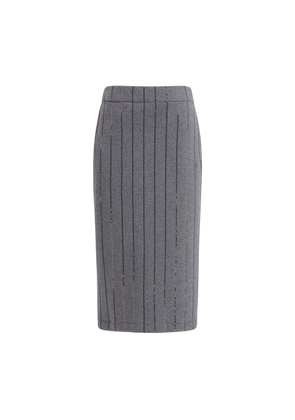 Brunello Cucinelli Gray Polyester Midi Skirt - XS