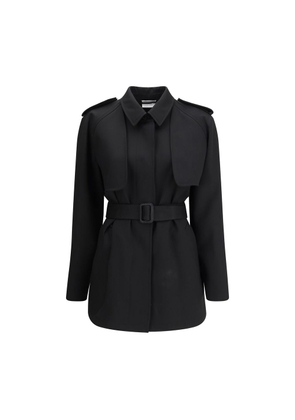 The Row Black Fleece Wool Trench Coat - 4