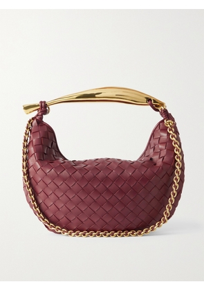 Bottega Veneta - Sardine With Chain Small Intrecciato Leather Shoulder Bag - Burgundy - One size