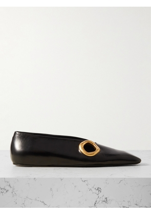 Jil Sander - Embellished Leather Ballet Flats - Black - IT35,IT35.5,IT36,IT37,IT37.5,IT38,IT38.5,IT39,IT39.5,IT40,IT40.5,IT41