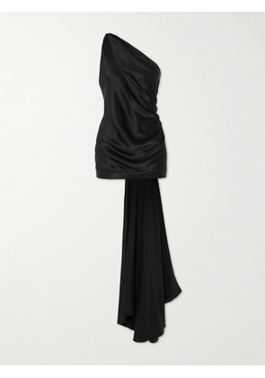 TOVE - Shiloh One-shoulder Open-back Draped Silk-satin Top - Black - FR 34,FR 36,FR 38,FR 40