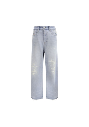 Diesel Light Blue Cotton Relaxed Fit Jeans - W24