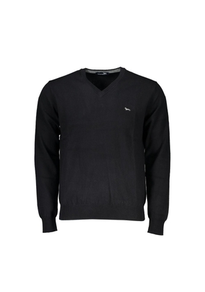 Elegant V-Neck Embroidered Black Sweater - XXL