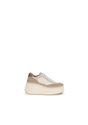 Chloé Cream Calf Leather Bos Taurus Platform Sneakers - EU40/US10