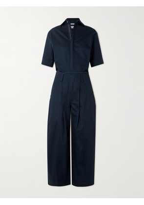 Rivet Utility - New Yorker Cropped Frayed Herringbone Cotton-canvas Jumpsuit - Blue - x small,small,medium,large,x large