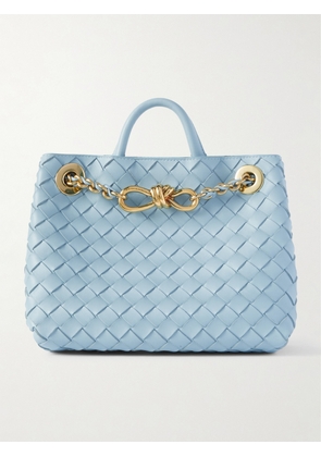 Bottega Veneta - Andiamo With Chain Small Intrecciato Leather Shoulder Bag - Blue - One size