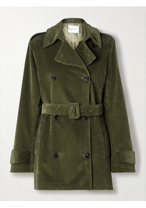 Veronica de Piante - Charlotte Belted Double-breasted Cotton-corduroy Trench Coat - Green - IT38,IT40,IT42,IT44