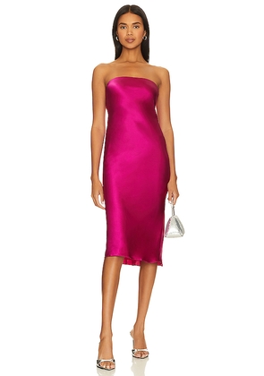 Amanda Uprichard Shiran Strapless Midi Dress in Fuchsia. Size M. Also in L.