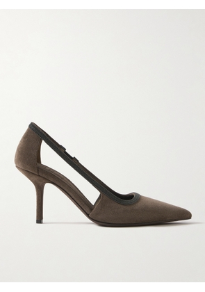 Brunello Cucinelli - Cutout Bead-embellished Suede Pumps - Brown - IT35,IT36,IT36.5,IT37,IT37.5,IT38,IT38.5,IT39,IT39.5,IT40,IT40.5,IT41