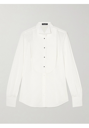 Dolce & Gabbana - Piqué-trimmed Paneled Cotton-poplin Shirt - White - IT36,IT38,IT40,IT42,IT44,IT46,IT48,IT50