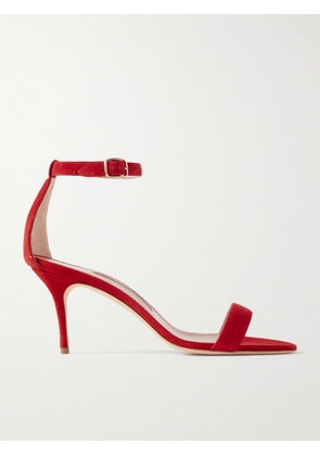 Manolo Blahnik - Chaos 70 Suede Sandals - Red - IT36,IT36.5,IT37,IT37.5,IT38,IT38.5,IT39,IT39.5,IT40,IT40.5,IT41,IT41.5,IT42,IT43