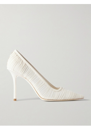 Jimmy Choo - Lotta 100 Leather-trimmed Ruched Tulle Pumps - Ivory - IT36,IT36.5,IT37,IT37.5,IT38,IT38.5,IT39,IT39.5,IT40,IT40.5,IT41,IT42
