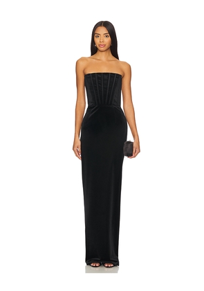 Bronx and Banco Florentina Strapless Velvet Gown in Black. Size S. Also in XL.