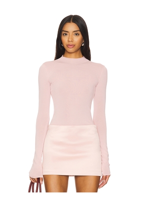 Camila Coelho Pauline Mock Neck Sweater in Pink. Size L. Also in M, S, XS.