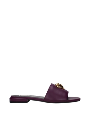 Versace Purple Leather Slippers - EU35/US5