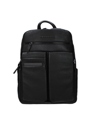 Piquadro Black Leather Backpack