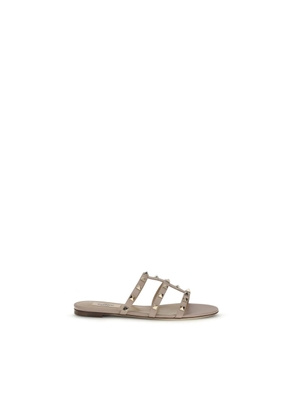 Valentino Garavani Beige Calf Leather Bos Taurus Flat Sandals - EU36/US6