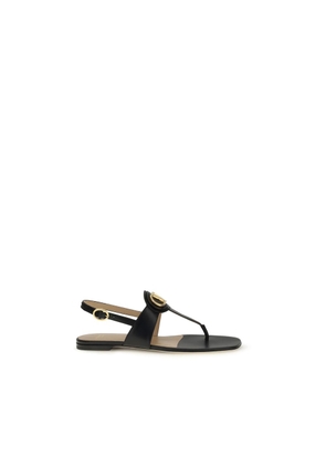 Valentino Garavani Black Calf Leather Bos Taurus Flat Sandals - EU36/US6