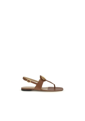 Valentino Garavani Brown Calf Leather Bos Taurus Flat Sandals - EU36/US6
