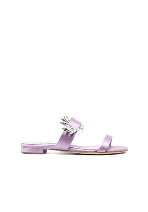 Manolo Blahnik Purple Silk Flat Sandals - EU36/US6