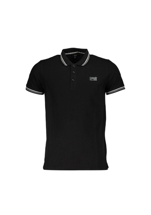 Cavalli Class Black Cotton Men Polo Shirt - M