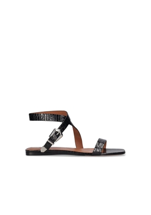 Paris Texas Black Calfskin Strap-On Sandals - EU36/US6