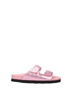 Palm Angels Pink Leather Slippers - EU36/US6