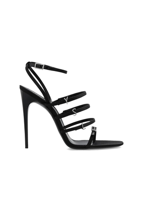 Saint Laurent Black Silk Stiletto Heel Sandals - EU36/US6