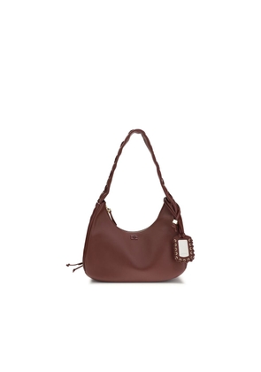 Ganni Bordeaux Recycled Leather Shoulder Bag