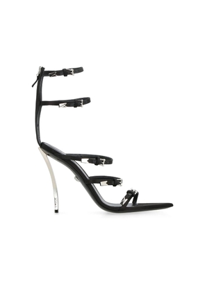 Versace Black Calfskin Stiletto Heel Sandals - EU40/US10