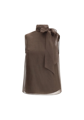 Brunello Cucinelli Brown Silk Blouse - L