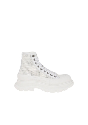 Alexander McQueen White Raffia High Top Sneakers - EU36/US6