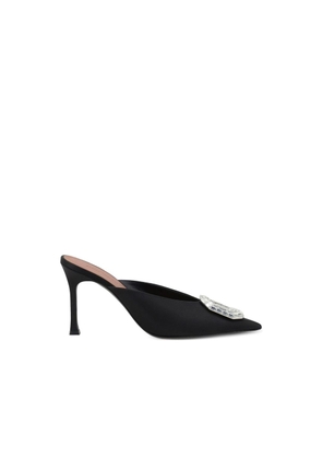 Amina Muaddi Black Silk Mules - EU36/US6