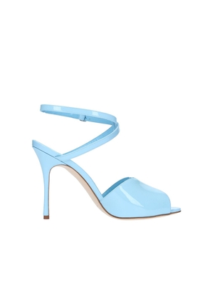 Manolo Blahnik Blue Calfskin Stiletto Heel Sandals - EU37.5/US7.5