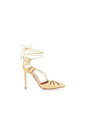 Aquazzura Bicolor Raffia Stiletto Heel Sandals - EU37/US7