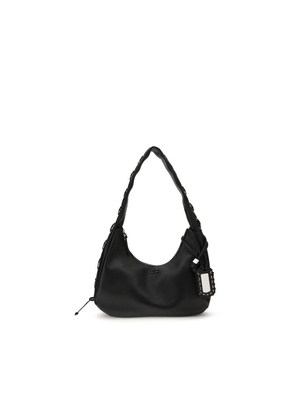 Ganni Black Recycled Leather Shoulder Bag